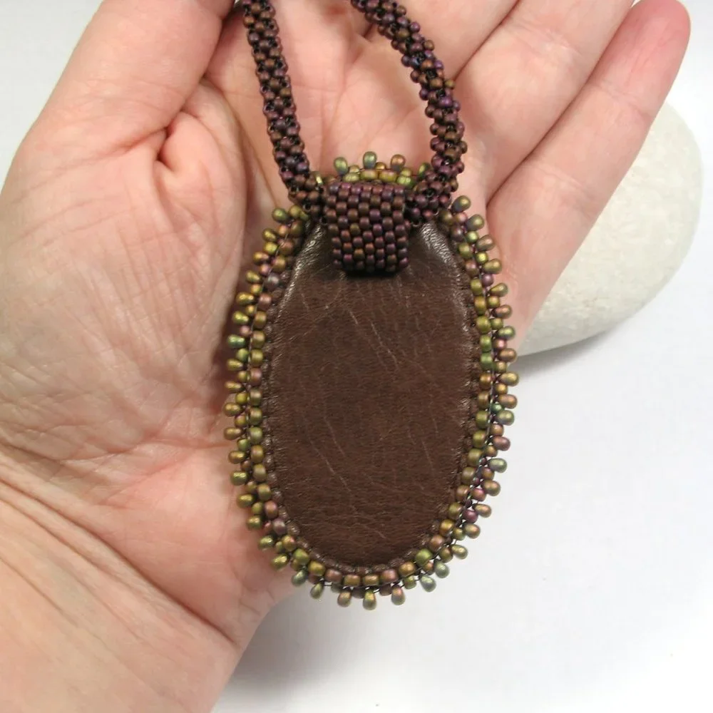 Bead Embroidered Cabochon Necklace